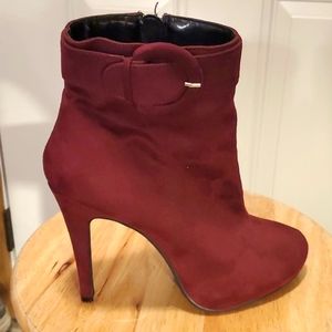 Maroon heeled boots